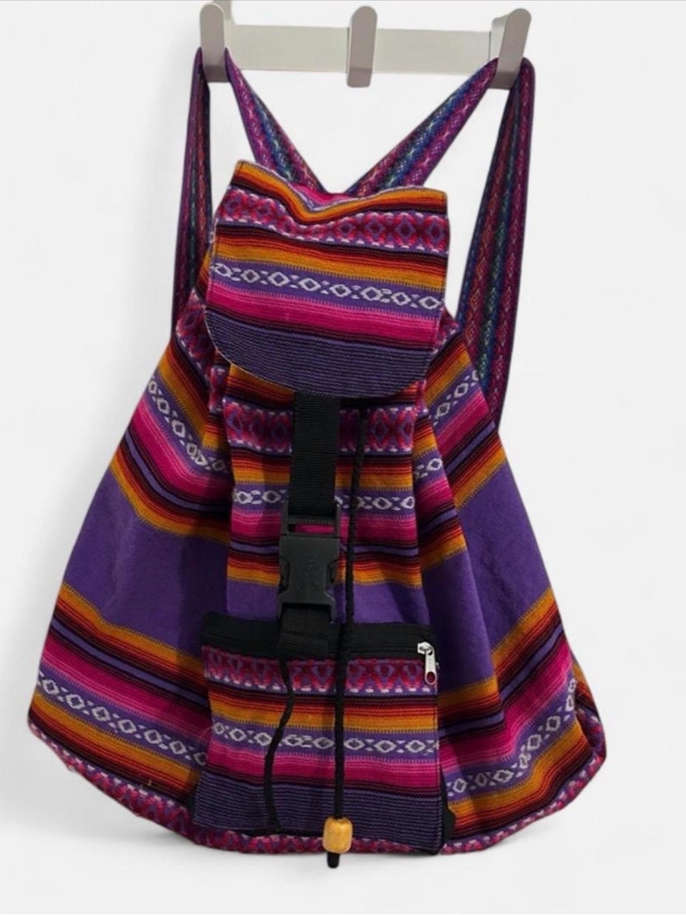 Handwoven Purple Multi-Stripe Women’s Backpack